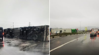 Мав ознаки алкогольного сп'яніння: у Мукачеві вантажівку перекинуло на бік
