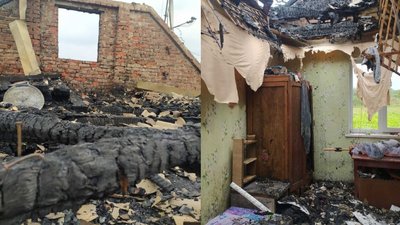 Ветерани та волонтери допомагають лагодити згорілу хату АТОвцю з Волині
