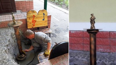 Біля музичної школи на Кіровоградщині встановили скульптуру скрипаля