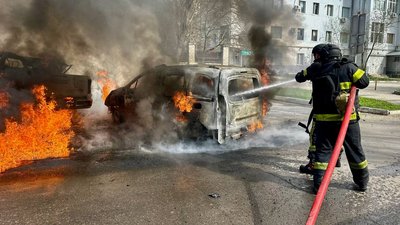 Херсон, дрон, пожежа, авто, рятувальники