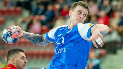 Збірна України з гандболу під час матчу з Францією на Євро-2026