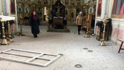 4 квітня 2022 року. Фото з середини храму. 4 квітня 2022 року. Фото з середини храму.