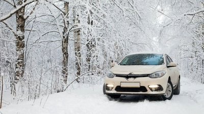 Автомобіль в зимовому лісі