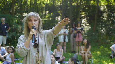 Ольга Клейтман виступила на акції протесту у Саржиному яру