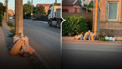 Пакети зі сміттям на вулиці Руській у Чернівцях