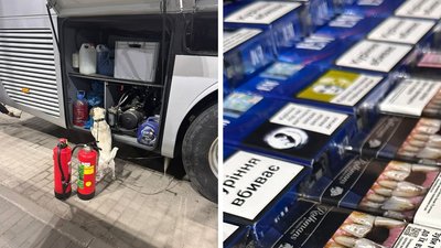 У рейсовому автобусі на Закарпатті прикордонники знайшли 158 пачок сигарет у вогнегасниках