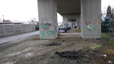 Місце, де знайшли згоріле авто у Відні