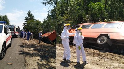 На Черкащині з’їхав у кювет рейсовий автобус: у водія гіпертензивний криз
