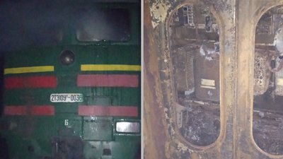 На Миколаївщині рятувальники загасили пожежу локомотива