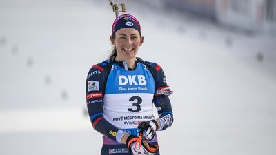 Біатлоністка збірної Франції Жюстін Бреза-Буше на чемпіонаті світу-2024 з біатлону.