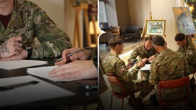 Військові 82-ї окремої десанто-штурмової бригади пишуть радіодиктант