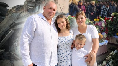 Ракетний удар по Прилуках: прощання із сім'єю Іванченків, які загинули у власній квартирі