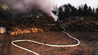 Пожежа на території деревообробного підприємства
