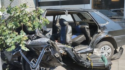 Є потерпілі: у центрі Житомира біля міської ради автомобіль вискочив на тротуар і врізався в дерево Є потерпілі: у центрі Житомира біля міської ради автомобіль вискочив на тротуар і врізався в дерево