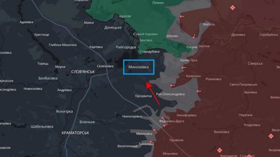 Орієнтовна лінія фронту біля міста Миколаївка на Донеччині.