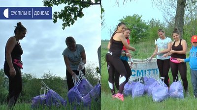 На Донеччині спортсменки збирають сміття після пробіжки