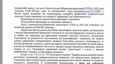 Тернопільсько-Зборівська архиєпархія УГКЦ доходи Тернопільсько-Зборівська архиєпархія УГКЦ доходи