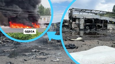 Удар по Одесі 13 липня 2026, пожежа після атаки. в Одесі