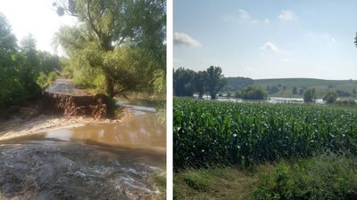У одному з районів Черкащини через зливи у ставках значно підвищився рівень води