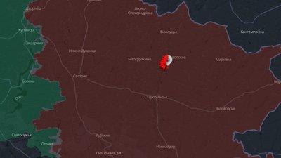 Кадр з мапи DeepState із розташуванням тимчасово окупованого села Риб’янцеве