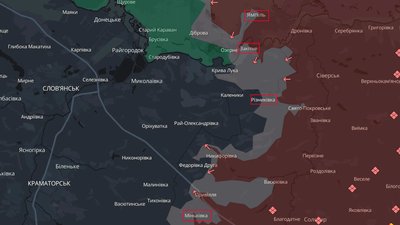 Міньківка, Різниківка, Ямпіль і Закітне Донецької області на мапі DeepState