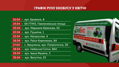 Графік руху екобусу в квітні Графік руху екобусу в квітні