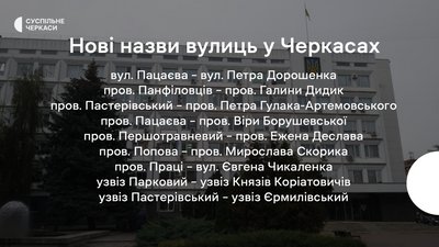 У Черкасах перейменували більше ста вулиць. Які нові назви У Черкасах перейменували більше ста вулиць. Які нові назви