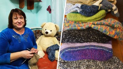 В'яжуть шкарпетки, светри та рукавички: як майстрині з Люботина на Харківщині допомагають ЗСУ