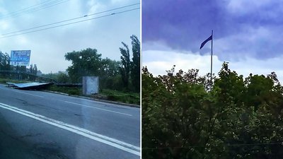 У Кропивницькому вітер пошкодив найбільший стяг в області, повалив дерева та бігборд