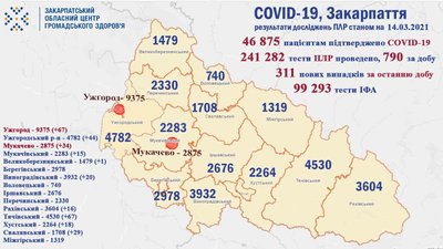 Більше 300 нових випадків COVID-19 виявили на Закарпатті Більше 300 нових випадків COVID-19 виявили на Закарпатті