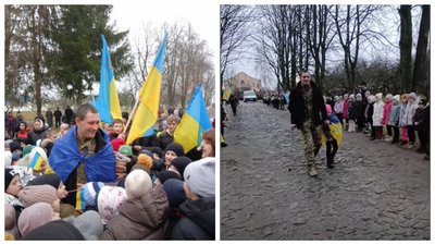 Зустріч Віктора Лисого  у рідному селі Корост після російського полону