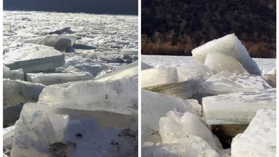 Льодовий затор, Дністер, замерзла річка