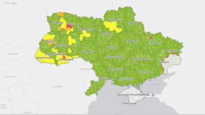 Хмельницький та п’ять районів області опинились у «жовтій» зоні карантину - мапа
