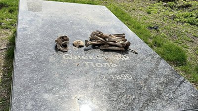 Поклали кістки на могильну плиту. У Дніпрі осквернили могилу Олександра Поля Поклали кістки на могильну плиту. У Дніпрі осквернили могилу Олександра Поля