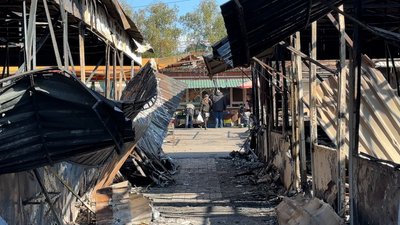 Спалений ринок у Краматорську