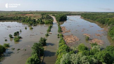 Затоплена траса у Бериславському районі, 6 червня 2023 року через підрив росіянами Каховської ГЕС