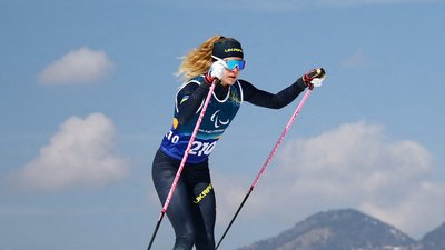 Романа Лобашева в гонці в лижних перегонах на Паралімпійських іграх-2026