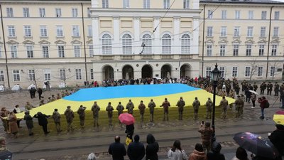 Виконання Державного Гімну на площі Ринок, 11 березня 2024. Виконання Державного Гімну на площі Ринок, 11 березня 2024.
