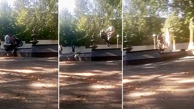 Малин, скутер, водій, фонтан