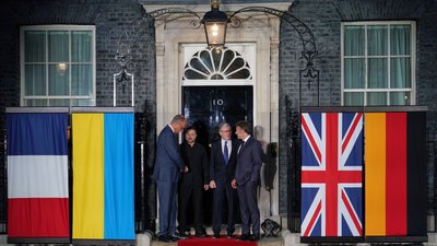 Кір Стармер, Емманюель Макрон, Володимир Зеленський, Фрідріх Мерц