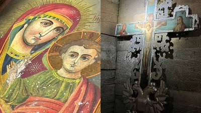 Образ Казанської ікони Божої Матері ХХ ст. і процесійний хрест ХІХ ст. з дзвіниці