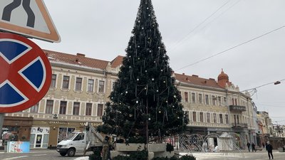 В Ужгороді розбирають головну ялинку міста. Фоторепортаж В Ужгороді розбирають головну ялинку міста. Фоторепортаж