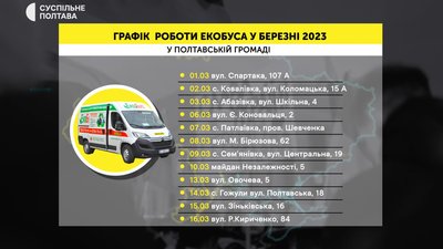 У березні екобус працюватиме у Полтаві та семи селах громади У березні екобус працюватиме у Полтаві та семи селах громади