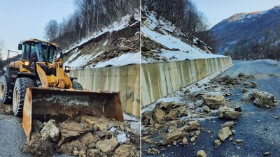 На Закарпатті стався зсув снігу й каміння на дорозі державного значення