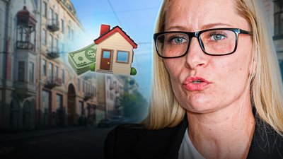 Колаж: ріелторка Інна Стінкова та багатоповерхівка у Чернівцях