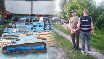 Затриманий житель Чернігівщини та зброя, яку в нього вилучили