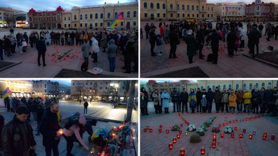 "Вони живі, поки їх пам’ятають". Сотня кропивничан запалили лампадки на площі в пам’ять про Героїв