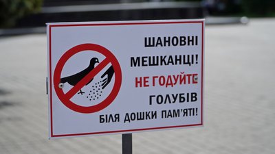 Біля стели загиблих героїв у місті на Волині заборонили годувати голубів Біля стели загиблих героїв у місті на Волині заборонили годувати голубів