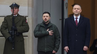 Президент України Володимир Зеленський, президент Польщі Кароль Навроцький