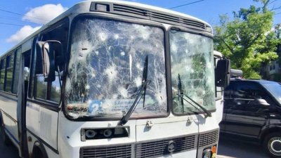 обстріл Нікополя, автобус, удар по автобусу в Нікополі